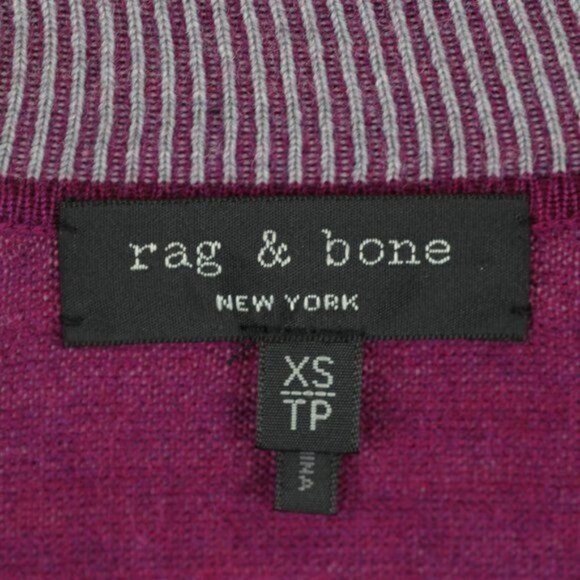Rag & Bone Women's Extra Small Purple Gray Merino Wool V-Neck Tight Knit Sweater - Picture 6 of 8